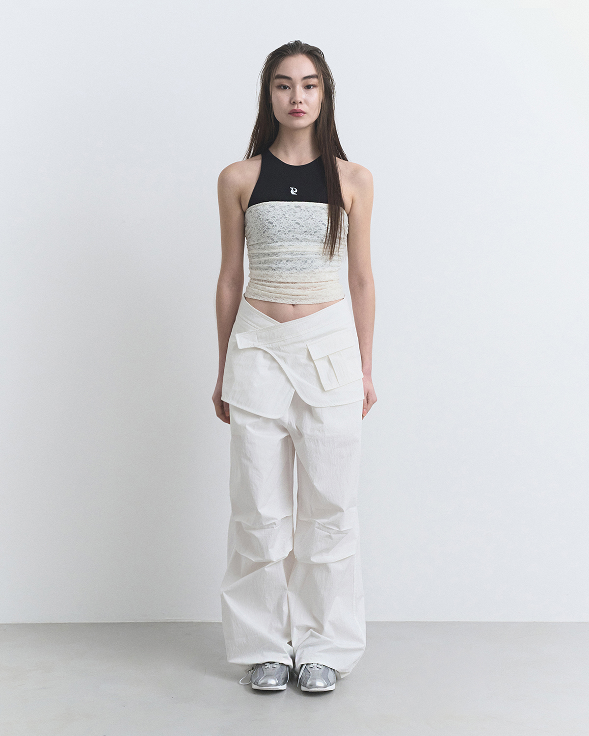 TUCK WIDE PANTS, WHITE